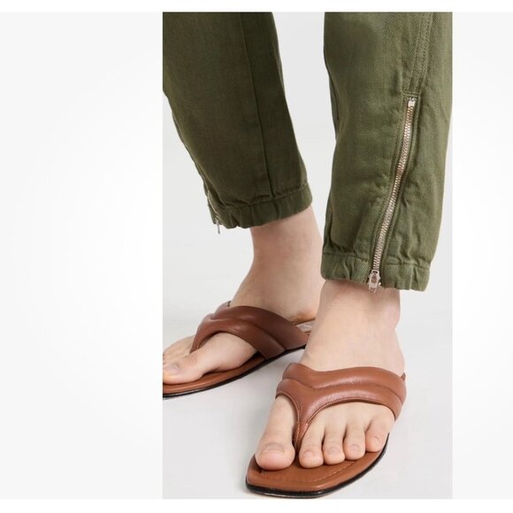 Amo Zip Utility Trouser Mid Rise Slim Fit Tapered Leg Size 27 Sage Green Cotton - Picture 10 of 16